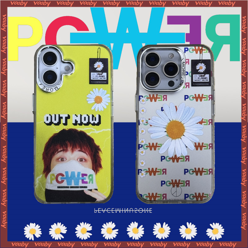 G-dragon PEACEMINUSONE daisy POWER label Electroplated กรอบรูป hard shell เคสโทรศัพท์เหมาะสําหรับ IPhone16 16P 16PM 15 15 15Pro 15PM 14PM 14 14P 13 13P 13PM 12 12PM 11 11PM X 7P