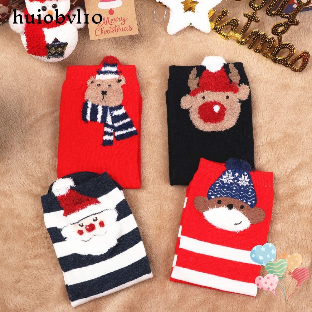 Huiobvl10 การ์ตูนถุงน่องผู้หญิง Elk Bear Santa Claus Xmas ของขวัญ