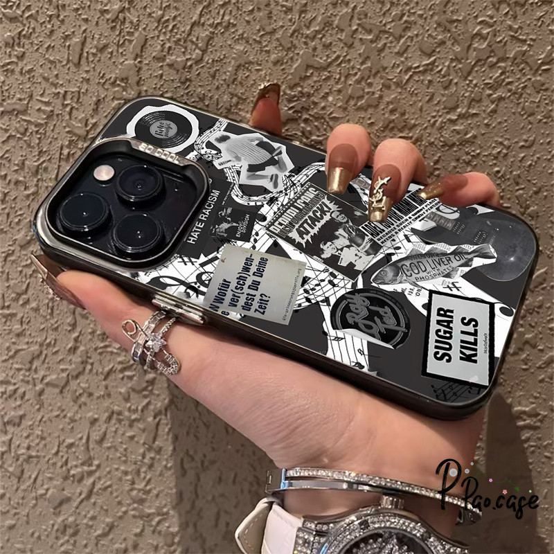 แฟชั่นกราฟฟิตีสติ๊กเกอร์เข้ากันได้เคสไอโฟน 16 11 13 7Plus 15 12 14 Pro Max XR X XS  Max 16 7 14 8 Plus SE TPU อ่อนเคส