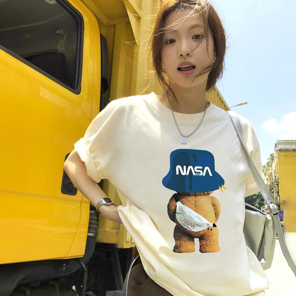 Top.street เสื้อยืดโอเวอร์ไซส์ ผู้ชายและผู้หญิง ลาย "NVSV" เสื้อยืดผ้าคอตตอน ผ้าฝ้ายใส่สบาย สไตล์เกาหลี เสื้อยืด