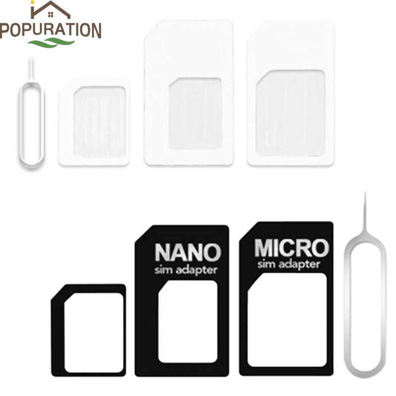 Pop 4 In 1 Sim Card Adapter Kits with Card Pin Standard Micro Sim Tray to for Nano S