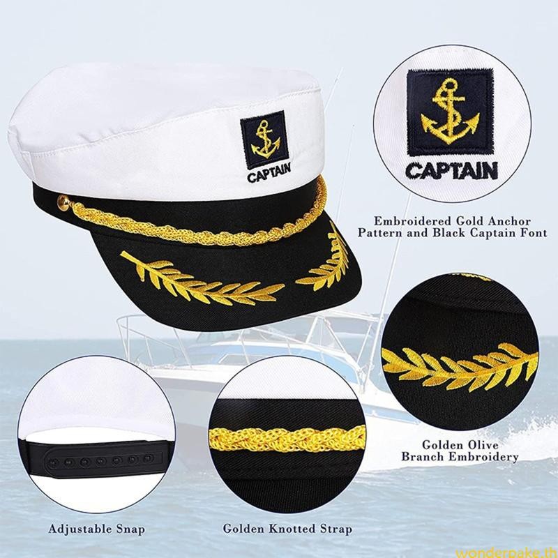 Wonder Sailor Hat Yacht Captain Hat Sailor Captain Costume Men Navy Marine Hat Adjustable Boat Navy 