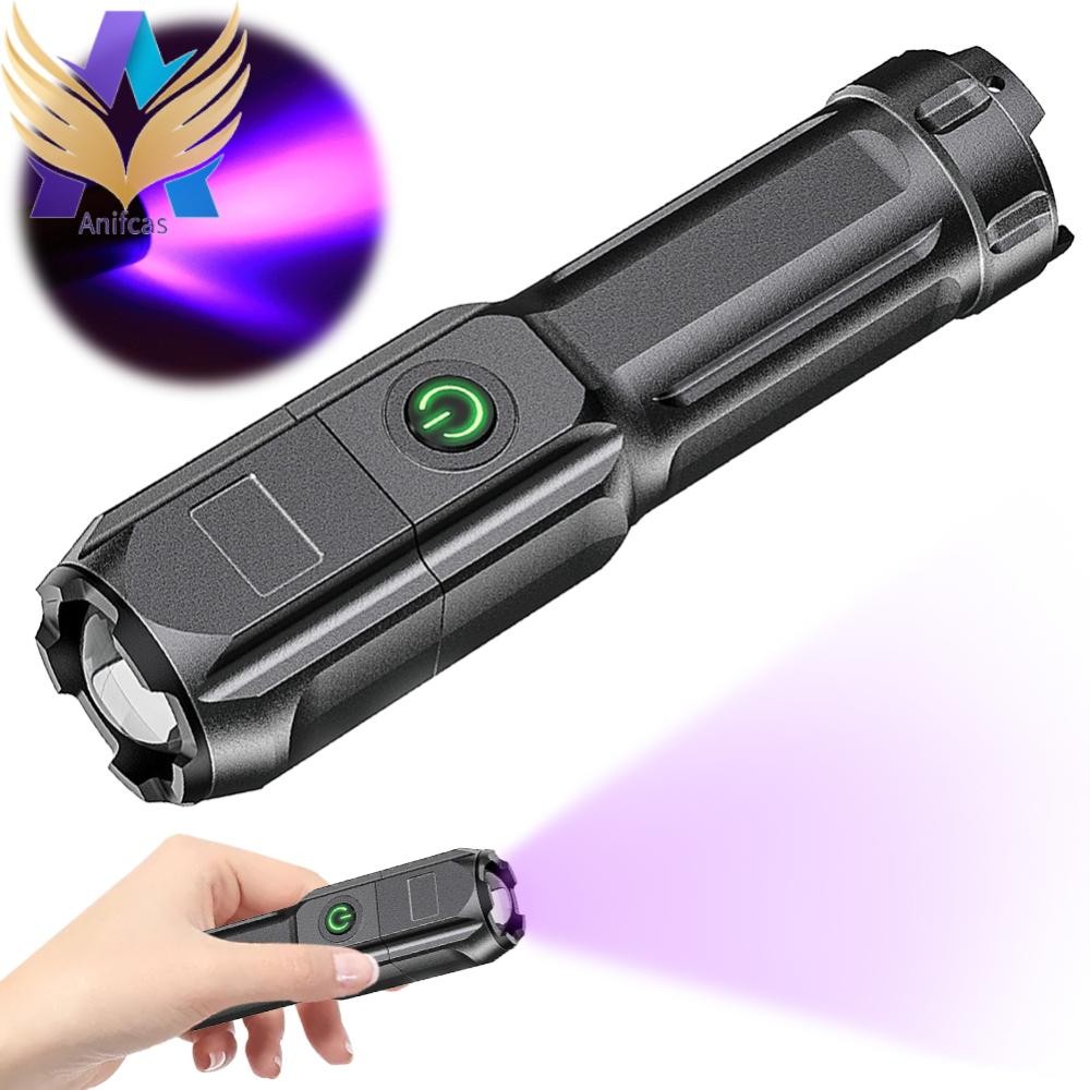 395nm ไฟฉาย UV USB ไฟฉาย Blacklight แบบชาร์จไฟได้สําหรับคราบปัสสาวะสัตว์เลี้ยง