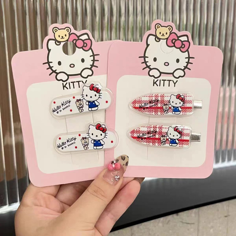 ชุดกิ๊บติดผม Sanrio Series 2-4 ชิ้น Hello Kitty คลิปหน้าม้าด้านข้างเครื่องประดับผมสาวน่ารักเหมาะสําหรับของขวัญวันเกิด