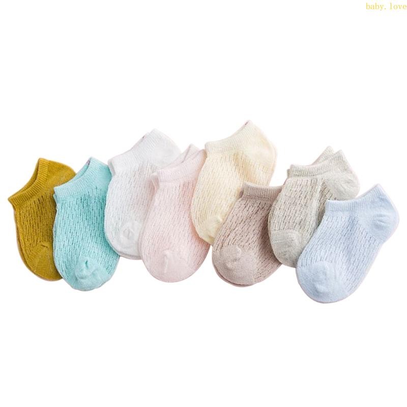 Dasbsug ฤดูร้อนเด็กถุงเท้าข้อเท้าสั้นตาข่ายผ้าฝ้ายบาง Unisex สีทึบ Hollow เด็กวัยหัดเดิน