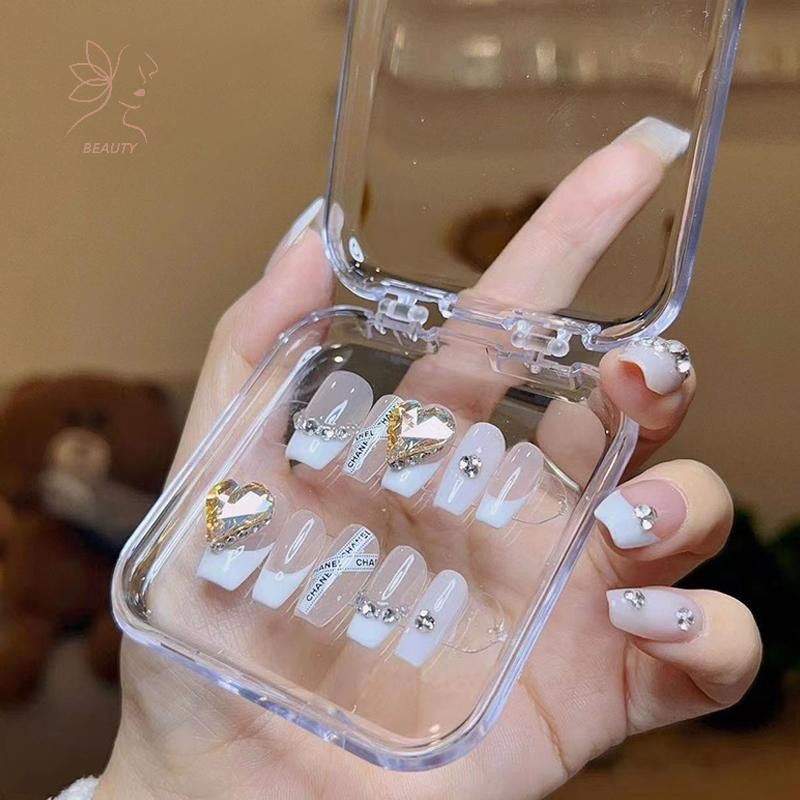 [ความสวยเมย์] 1 ชิ้นกล่องเก็บเล็บสไตล์ใหม่กล่องบรรจุภัณฑ์โปร่งใสเล็บเครื่องประดับจัดเก็บระดับไฮเอนด์สร้อยคอแสดงกล่องของขวัญ {ไทย}