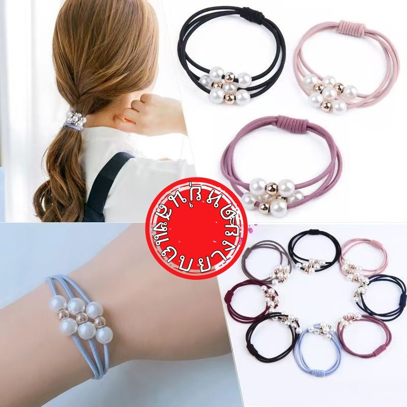 ยางรัดผมแบบสี่ในหนึ่งเดียวสำหรับผูกผม ทันสมัย ​​และยืดหยุ่น เครื่องประดับผมของผู้หญิงผมหางม้าสูงแบบเรียบง่าย