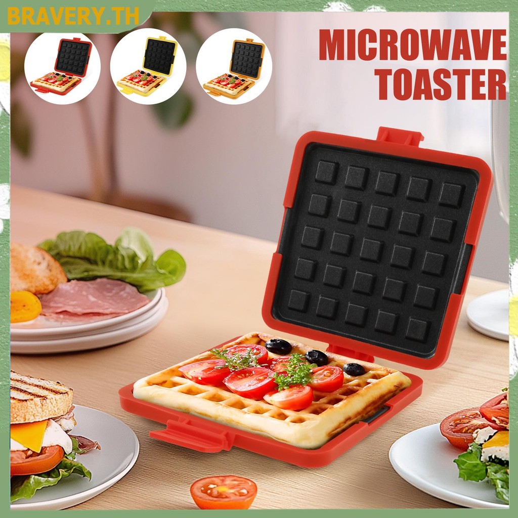 เครื่องทําแซนวิชขนมปังปิ้งไมโครเวฟพร้อมสายรัดซิลิโคนแบบปรับได้เครื่องทําขนมปังปิ้งแบบไม่ติดสําหรับเค