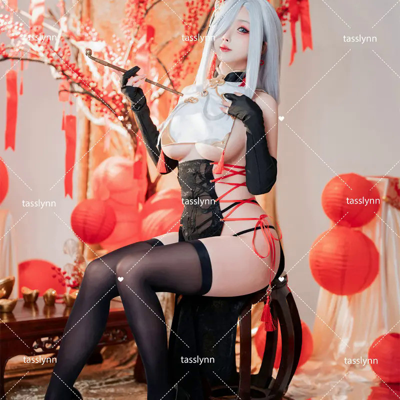 Mn  Game Genshin Impact Cosplay Halloween Shenhe Cheongsam Dress Shenhe Cosplay Girls Party Hallowee
