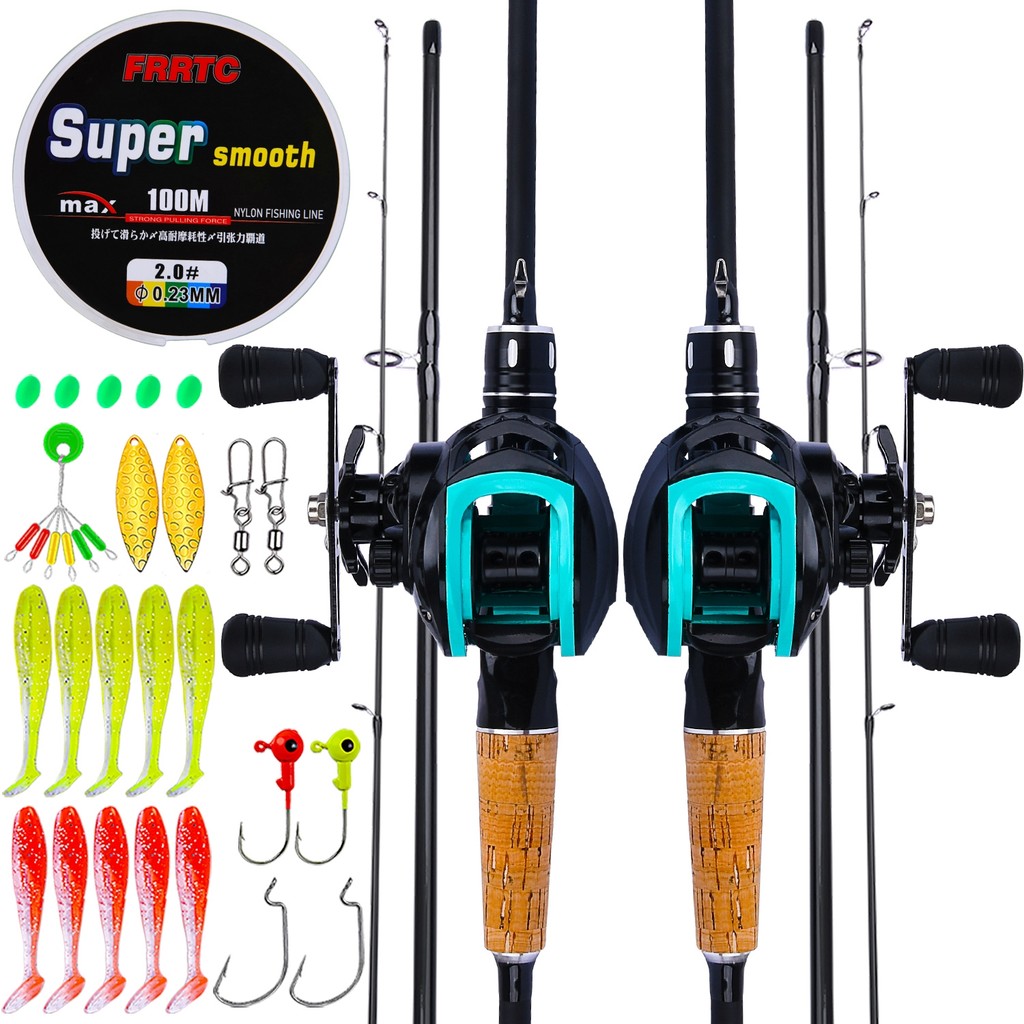 Frrtc 1.65 M/1.80 M 2 ส่วนคาร์บอนไฟเบอร์ Casting Rod 18 + 1BB Baitcasting Reel ตกปลาชุดสายตกปลา Lure