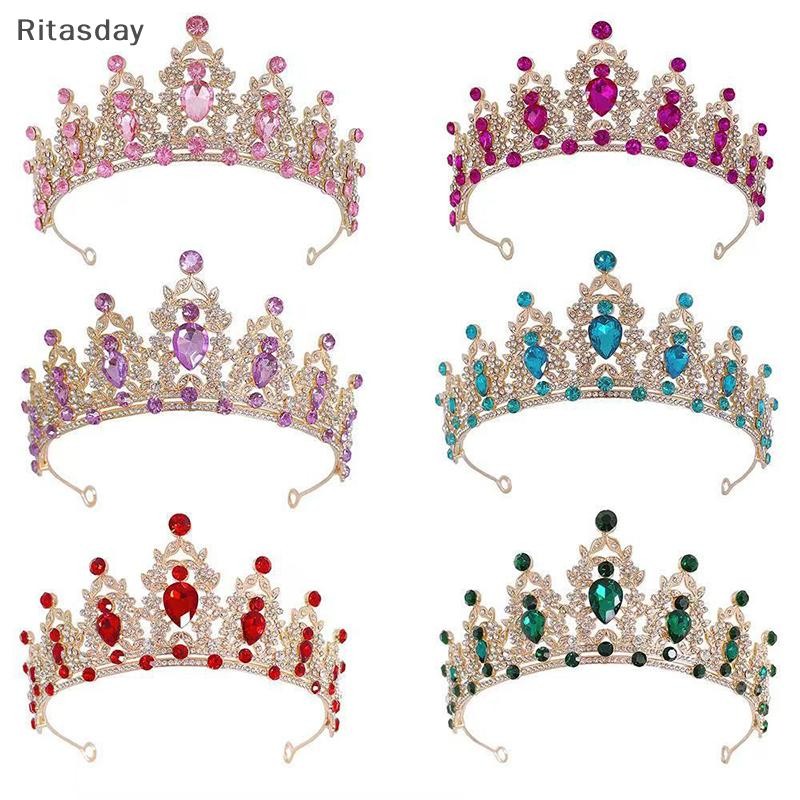 Ritasday Elegant คริสตัลเจ้าหญิงมงกุฎอุปกรณ์เสริมผม Tiara สําหรับผู้หญิง Rhinestone งานแต่งงานเจ้าสาวมงกุฎเครื่องประดับใหม่ใหม่ใหม่