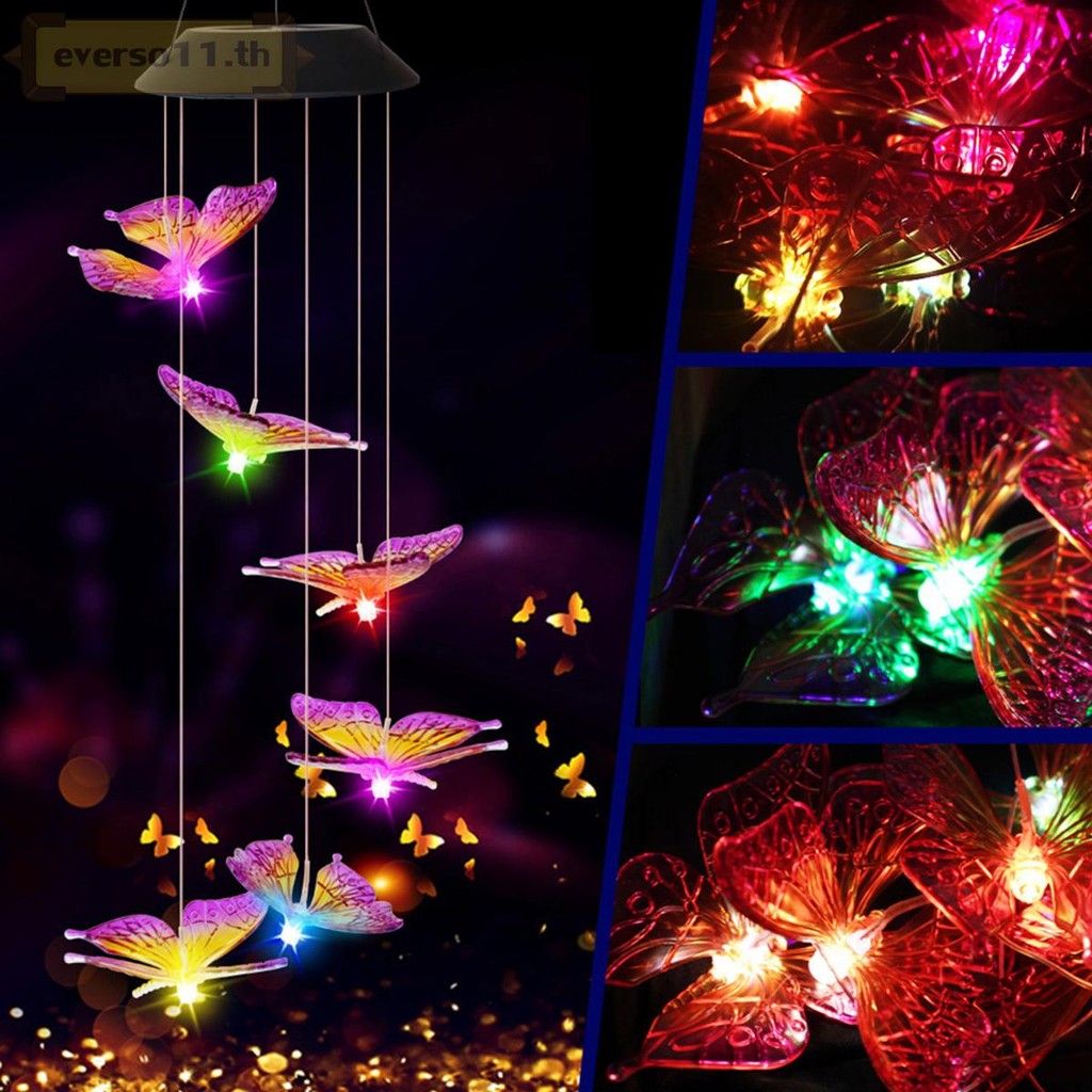 กระดิ่งลมแสงกระดิ่งลมพลังงานแสงอาทิตย์พร้อมโคมไฟกระดิ่งลม LED กันน้ําสีสันสดใส - รูปที่ 3