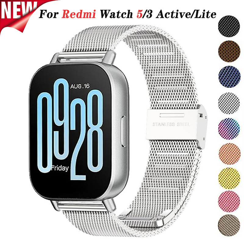 Milanese ตาข่ายสําหรับ Redmi Watch 5 Active 3 Active 22 มม.โลหะสายสแตนเลสสําหรับ Redmi Watch 5 Lite 3 Lite สายรัดข้อมือ