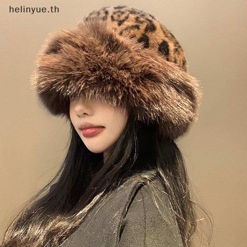 Helinyue ฤดูใบไม้ร่วงและฤดูหนาวผู้หญิงแฟชั่นหมวกขนสัตว์หมวกขนสัตว์หมวกขนสัตว์หมวกมองโกเลีย Brimless Plush Fluffy เล่นสกีขี่หมวกอบอุ่น TH