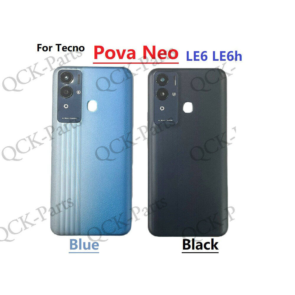 ฝาหลังแบตเตอรี่สําหรับ Tecno Pova Neo LE6 LE6h ด้านหลังกระจกด้านหลังกระจกเลนส์กล้องกระจก
