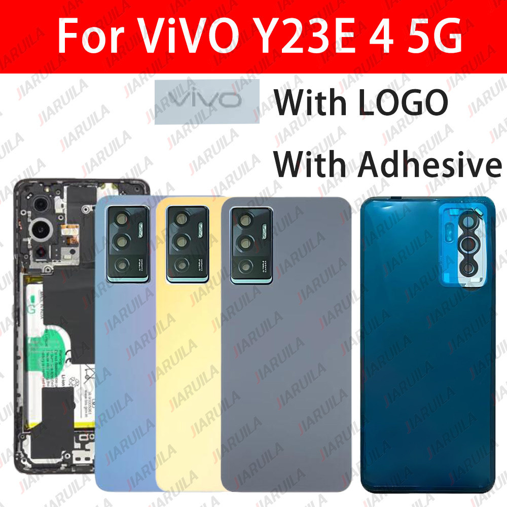 ต้นฉบับต้นฉบับ ﻿สําหรับ vivo V23e ฝาหลังแบตเตอรี่แผงด้านหลังประตูพร้อมกาว + กระจกเลนส์กล้อง + เปลี่ยนโลโก้