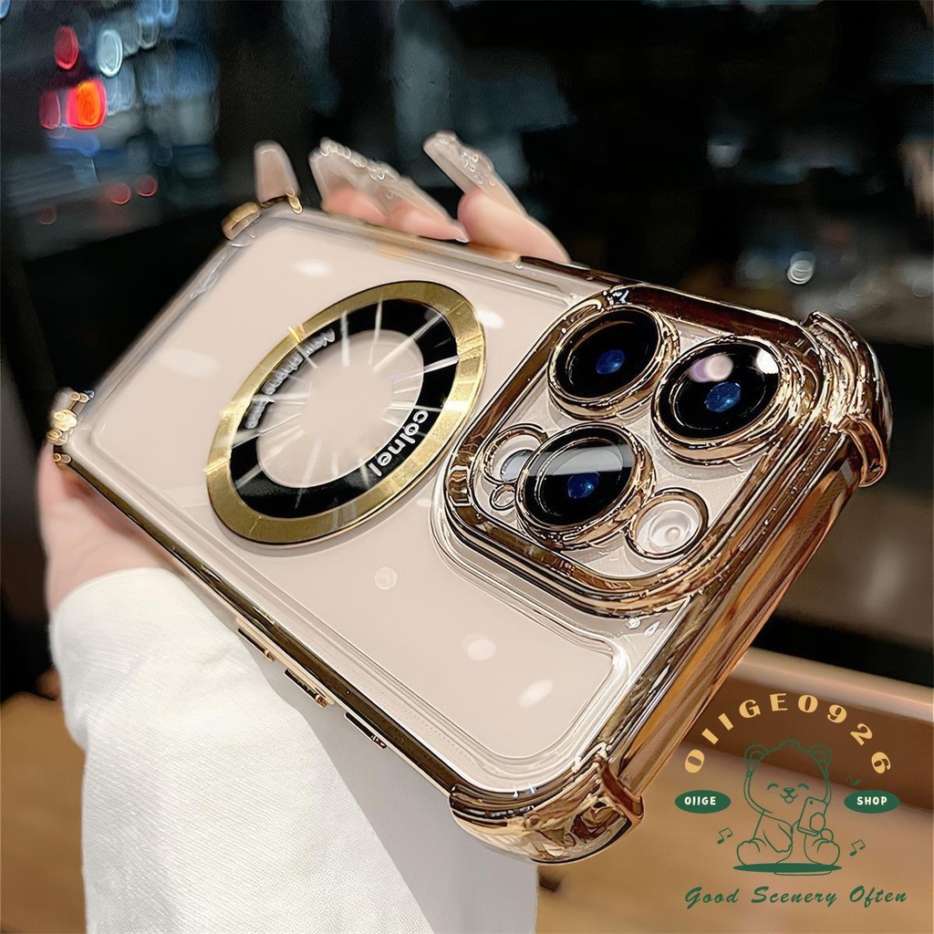 สี่มุมถุงลมนิรภัยชุบแม่เหล็ก เคสโทรศัพท์ ไอโฟน16 มือโปร สูงสุด 15 14 13 12 11 ปลอกสําหรับเคส ไอโฟน ซิลิโคนนิ่ม ทีพียู กันกระแทก