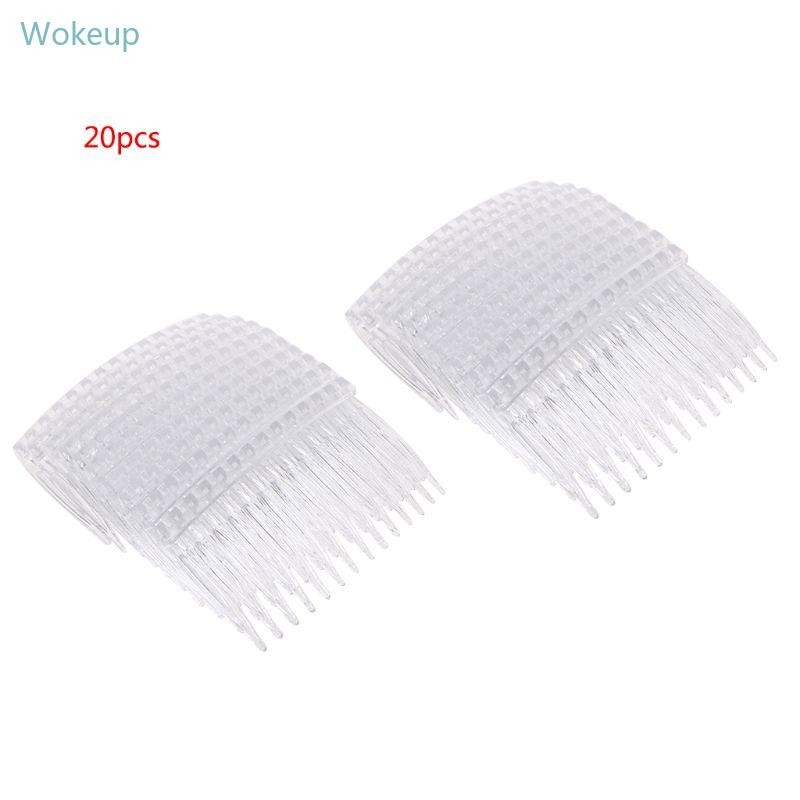 Wake 20 ชิ้นชุดคลิปผมพลาสติกด้านข้างหวี Pin Barrettes 70X40 มม.สําหรับสุภาพสตรีใส