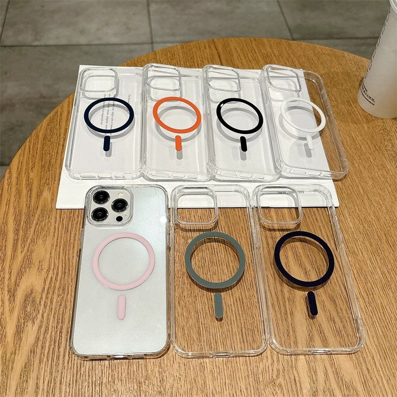 Iphone 16 15 14 13 12 11 Pro Max Plus เคสโทรศัพท์มือถือกันกระแทกแม่เหล็กโปร่งใสหรูหราฝาครอบป้องกันการตกกระแทก