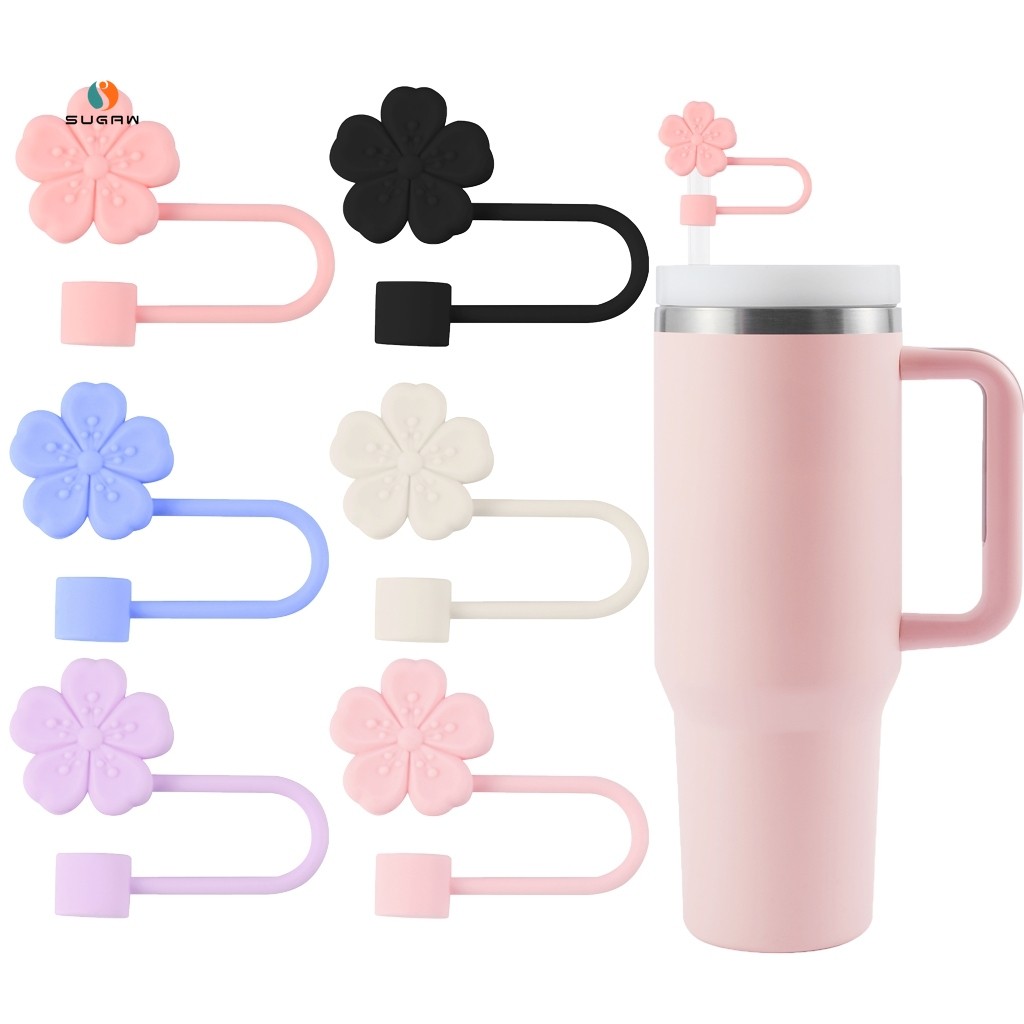 10 มม. Plum Blossom Shape Straw Cover Cap, ขวดน้ําหลอด Tip Stoper, ฝาปิดหลอดซิลิโคนสําหรับ Stanley & Owala Tumbler SUGAW