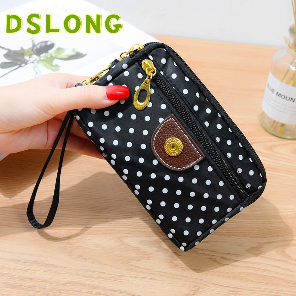 DSLONG ชูกี้ กระเป๋าซิป,ไนลอนความจุขนาดใหญ่หญิงกระเป๋าสตางค์สั้น,แฟชั่นมัลติฟังก์ชั่สี่ซิปกระเป๋าโทรศัพท์
