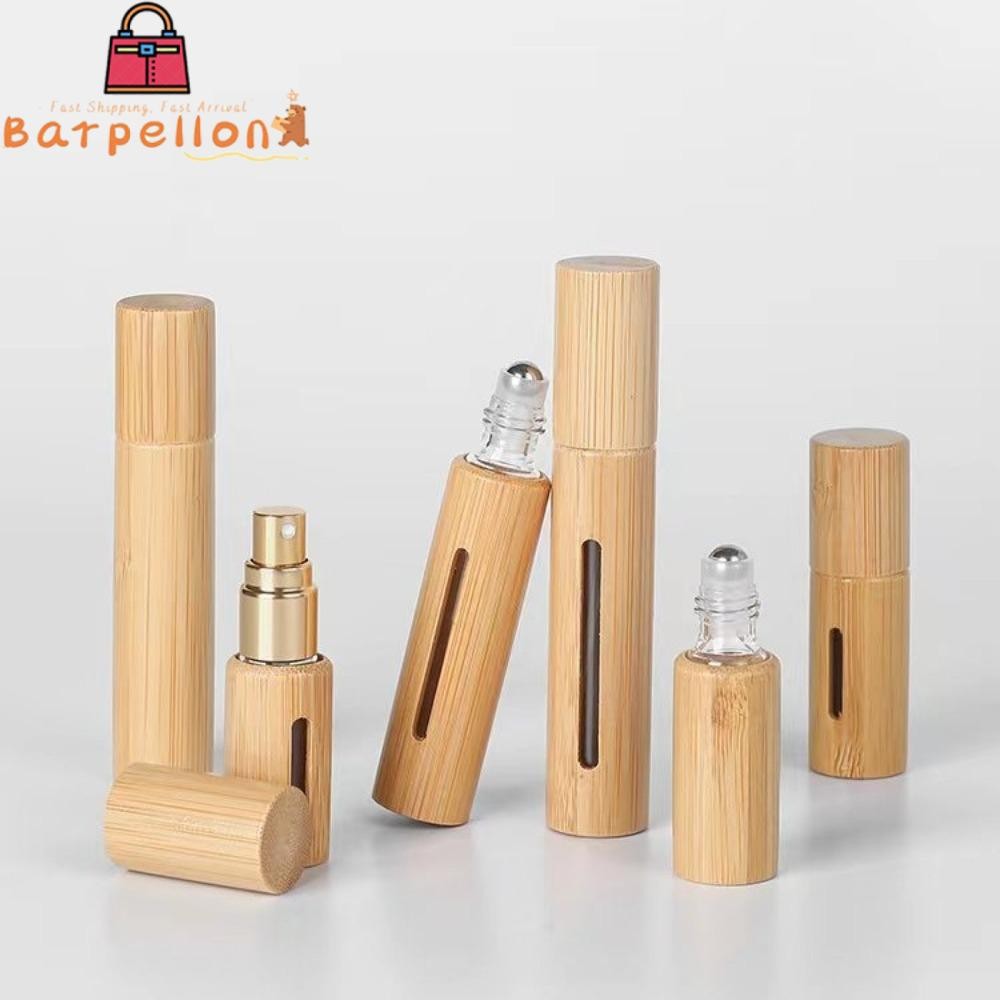 BARPELLON ไม้ไผ่ม้วนบนขวด,พร้อมลูกกลิ้งสแตนเลสมินิขวดลูกกลิ้ง,ชุดเดินทางแบบพกพา 3ml/5ml/10ml/15ml ขว