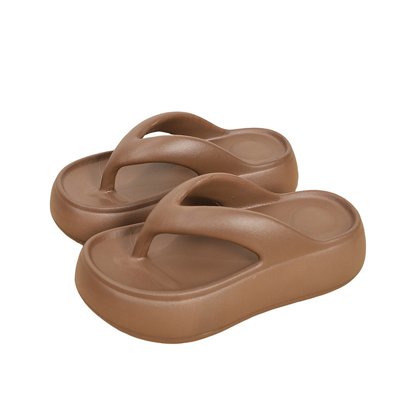 หนา soled Flip-Flops ผู้หญิงฤดูร้อนสวมใส่ด้านนอกแฟชั่น Wedge Heel เพิ่มความสูง Influencer Beach Shit-Stepping Flip-Flops ทราย
