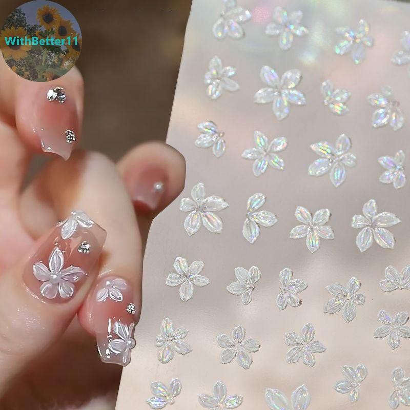 Better 1PCS สติ๊กเกอร์ติดเล็บ 5 กลีบดอกไม้ขนาดเล็กสดดอกไม้ขนาดเล็กสีเล็บ Decal DIY เล็บเครื่องมือ TH