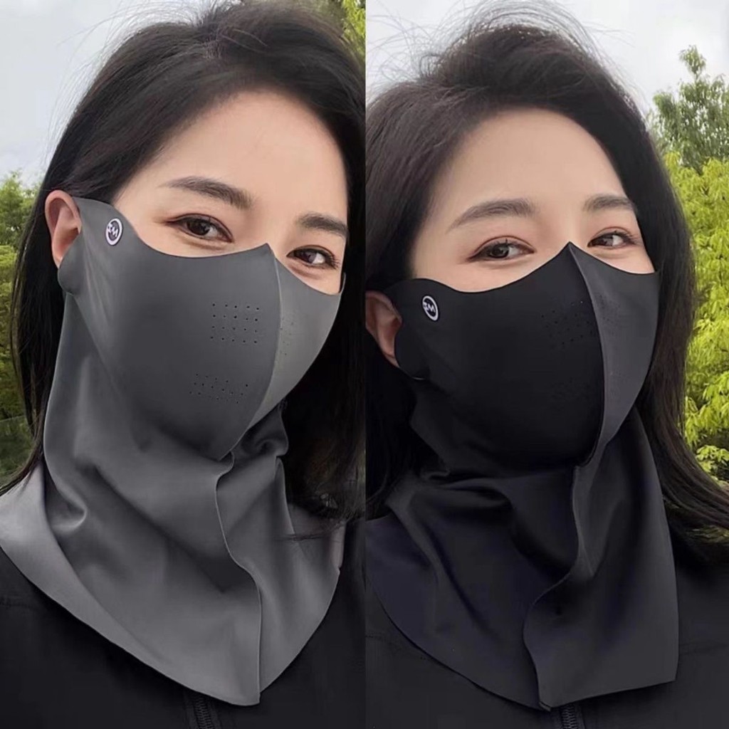 หน้ากากกันแดดสตรี ผ้าไหมน้ำแข็งกัน UV ระบายอากาศดี สำหรับขี่จักรยาน กีฬากลางแจ้ง กันแดดสุดบางเบา