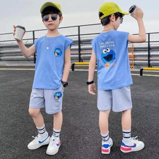 ชุดผ้าฝ้ายแท้สำหรับเด็ก ชุดเสื้อกั๊กเด็กใหญ่ที่มีสไตล์ เสื้อ…