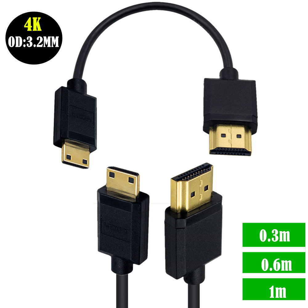 Mini HDMI to HDMI2.0 HD สายภาพและเสียง 4K * 2K @ 60HZ เหมาะสําหรับ Canon Nikon กล้องดิจิตอลกล้อง 2.0