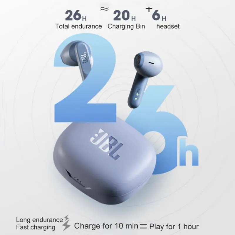 Jbl Wave 300 TWS หูฟังบลูทูธไร้สายที่แท้จริงหูฟังชนิดใส่ในหูหูฟังน้ําหนักเบาพร้อมไมโครโฟนเคสชาร์จ Pigfly