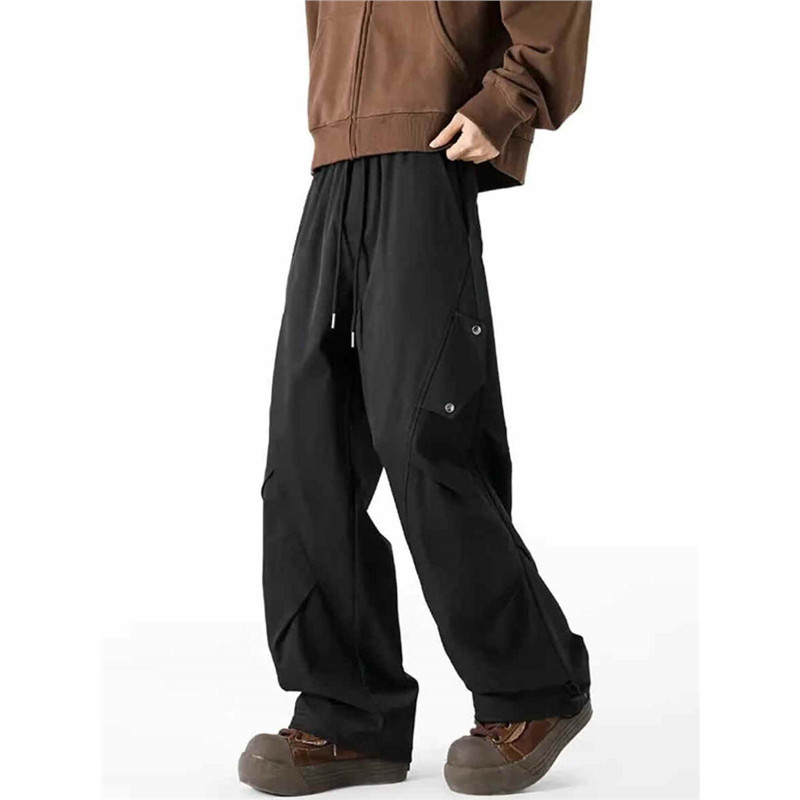 ม-8เอ็กแอล แฟชั่นญี่ปุ่นขากว้างกางเกงคาร์โก้ผู้ชายที่เรียบง่ายสบายๆหลวมขนาดบวกกางเกงขายาว