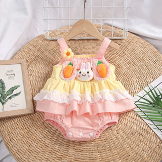 ฤดูร้อนใหม่เสื้อผ้าเด็กเด็กสาวแขนกุดแขวนบอดี้สูท0-24เดือนระบ…