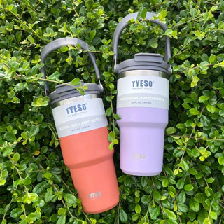 TYESO แก้วน้ำเก็บอุณหภูมิ เย็น / ร้อน ซับในสแตนเลส304 พร้อมฝาหูหิ้ว 5 ไซส์ 600ml 750ml 900ml 1050ml 1200ml (พร้อมส่ง)