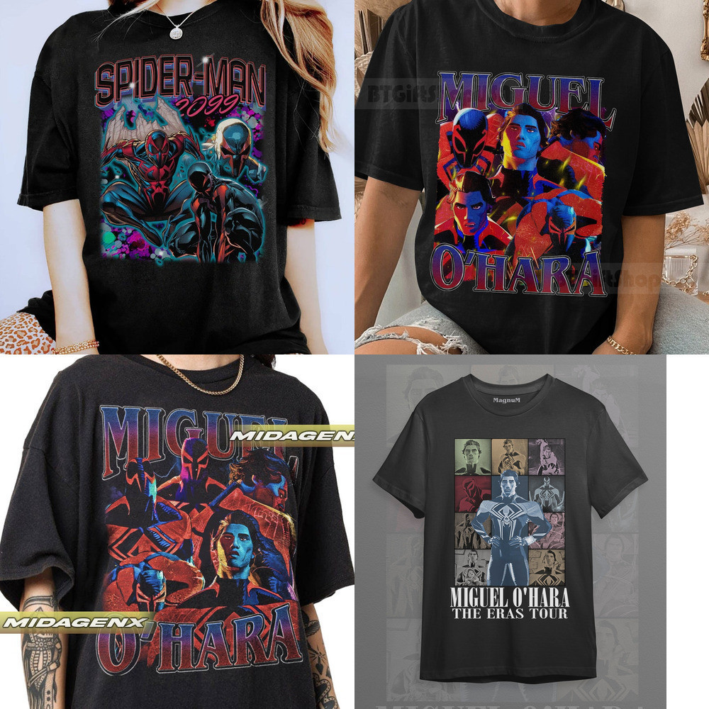 Spider Man 2099 Homage เสื้อ Vintage Miguel OHara เสื้อยืดข้าม Spider-Verse