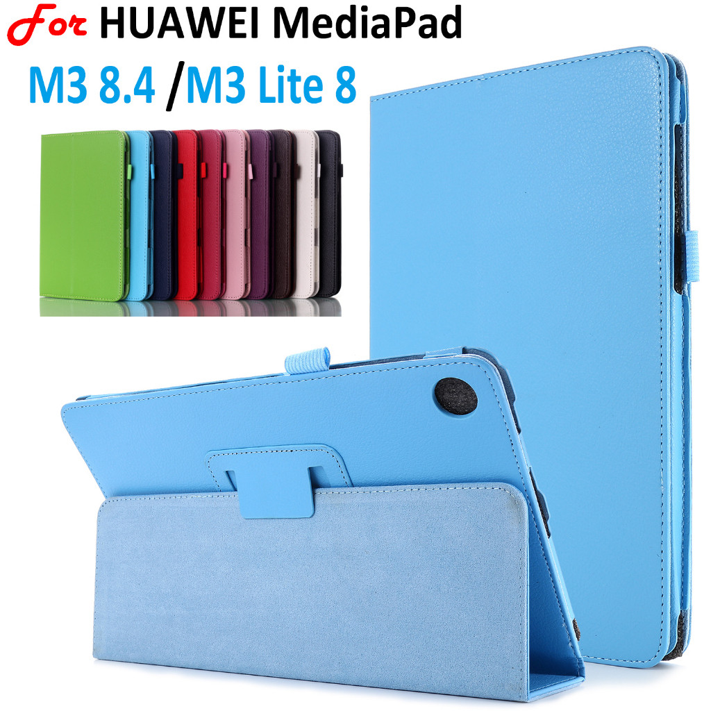 สําหรับ Huawei MediaPad M3 (8.4") BTV-DL09 BTV-W09 Magnetic Flip Protective Case M3 Lite 8 (8.0") CPN-W09 CPN-L09 CPN-L09 CPN-AL00 Slim น้ําหนักเบา PU หนัง