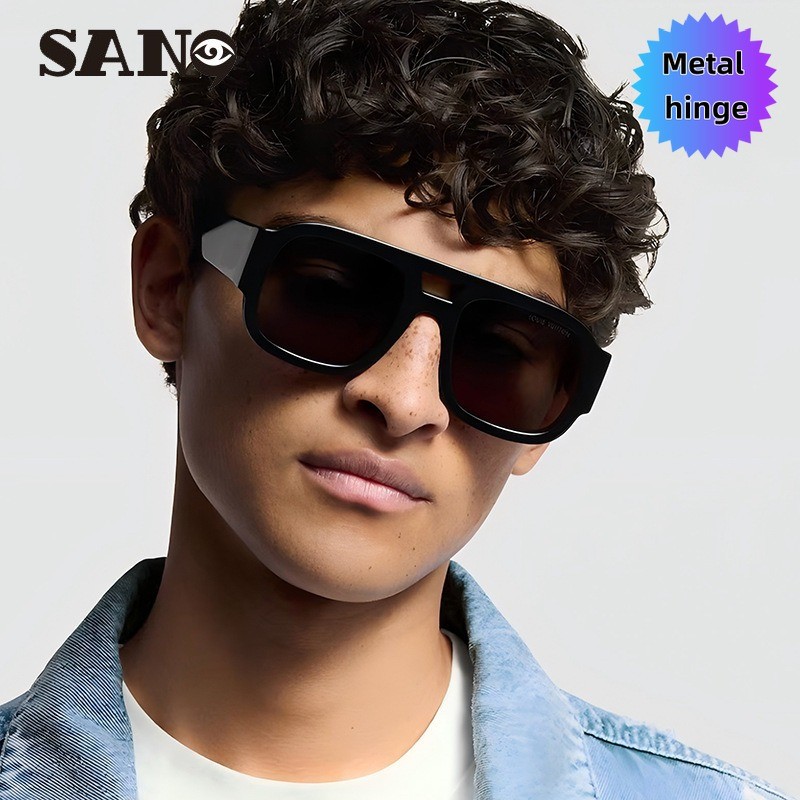 บานพับโลหะCOD (San9)แฟชั่นใหม่ป้องกันรังสียูวีมุมกว้างแว่นกันแดดนักบินคานคู่