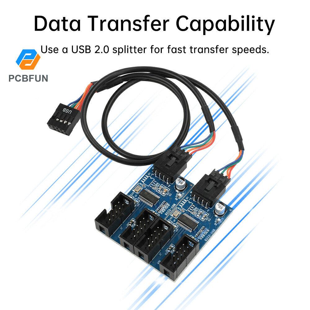 Pcbfun 9-pin USB 2.0 multiplier 1-to-2-port 4 พอร์ตซ็อกเก็ตชาย 9 พินหญิง 1-to-2 1-to-4 splitter การ์ดอะแดปเตอร์