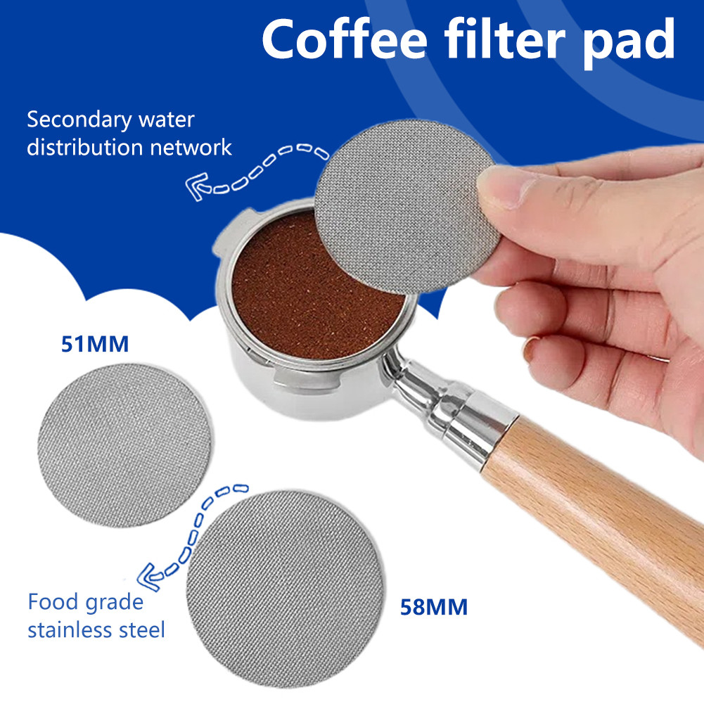 ☕แผ่นตาข่ายกรองกาแฟ สเตนเลส51MM 58MM ความหนา 1.7 มม. 150μm ใช้ซ้ําได้ สําหรับบาริสต้า เอสเปรสโซ่