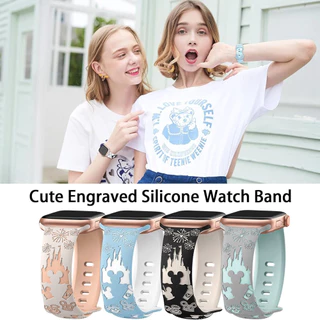 สายยางซิลิโคนแกะสลักนุ่ม for IWatch Apple Watch Ultra/SE 3 2 49มม. Series 11 10 9 8 7 6 5 4 49 46 45 44 42 41 40 38มม.