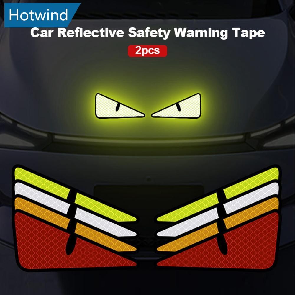 HW 2 ชิ้น Universal Car Reflector สติกเกอร์ความปลอดภัยคําเตือน Mark สติกเกอร์ตาสะท้อนแสงสูง H6I7