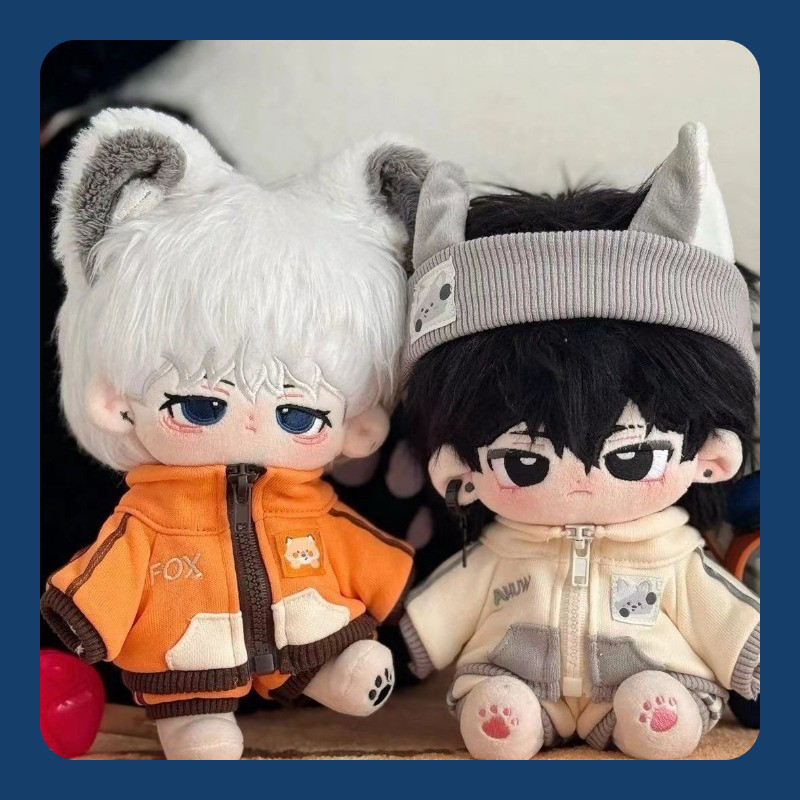 เสื้อผ้าตุ๊กตาผ้าฝ้าย 20 ซม. ชุดเปลี่ยนน่ารักไม่มีตุ๊กตาแอตทริบิวต์สุนัขจิ้งจอกน้อยและเสื้อผ้าหมาป่าน้อย
