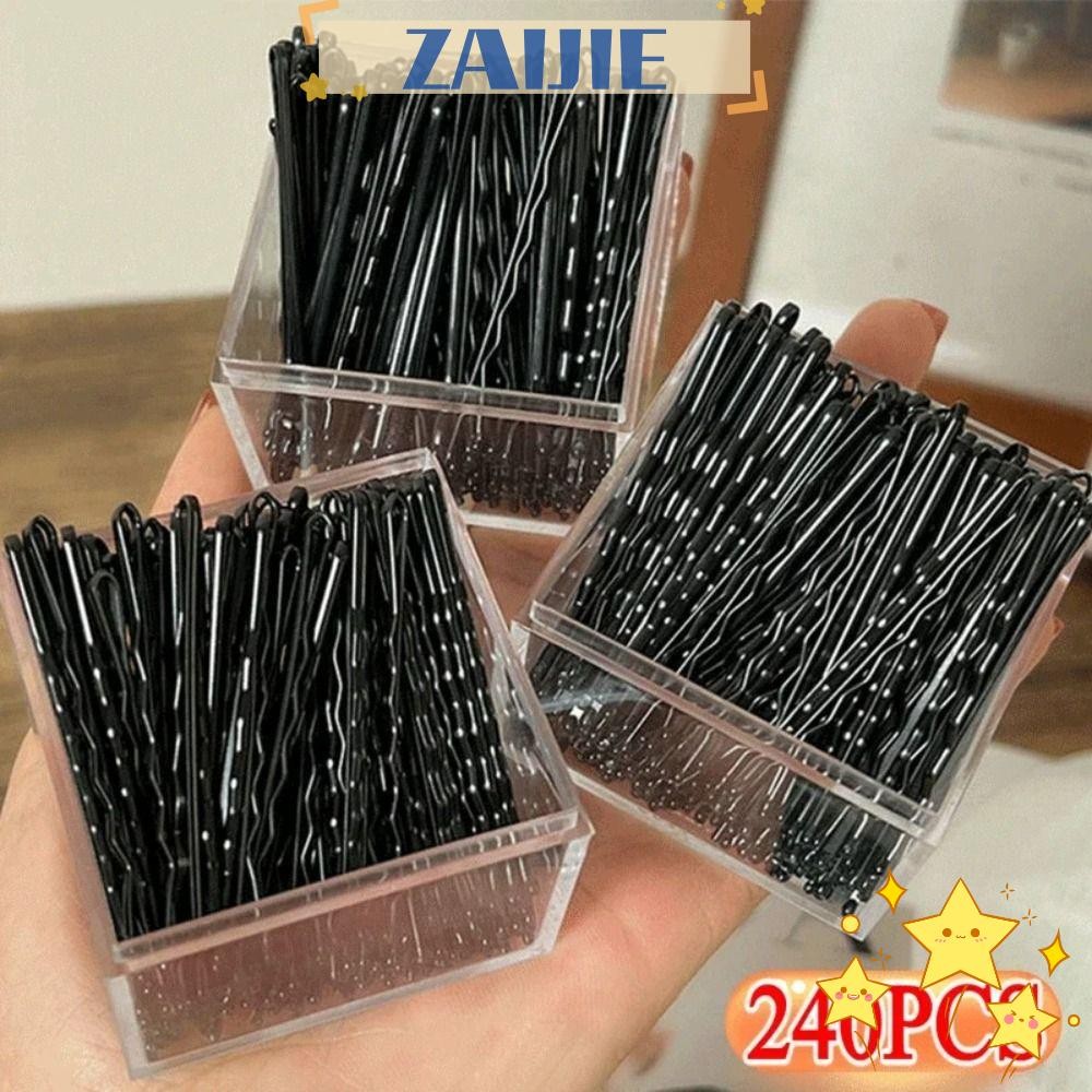 ZAIJIE24 60/240 ชิ้นคลิปผมผู้หญิง, U-รูปที่มองไม่เห็นกิ๊บสีดํา,Wave Metal Barrettes