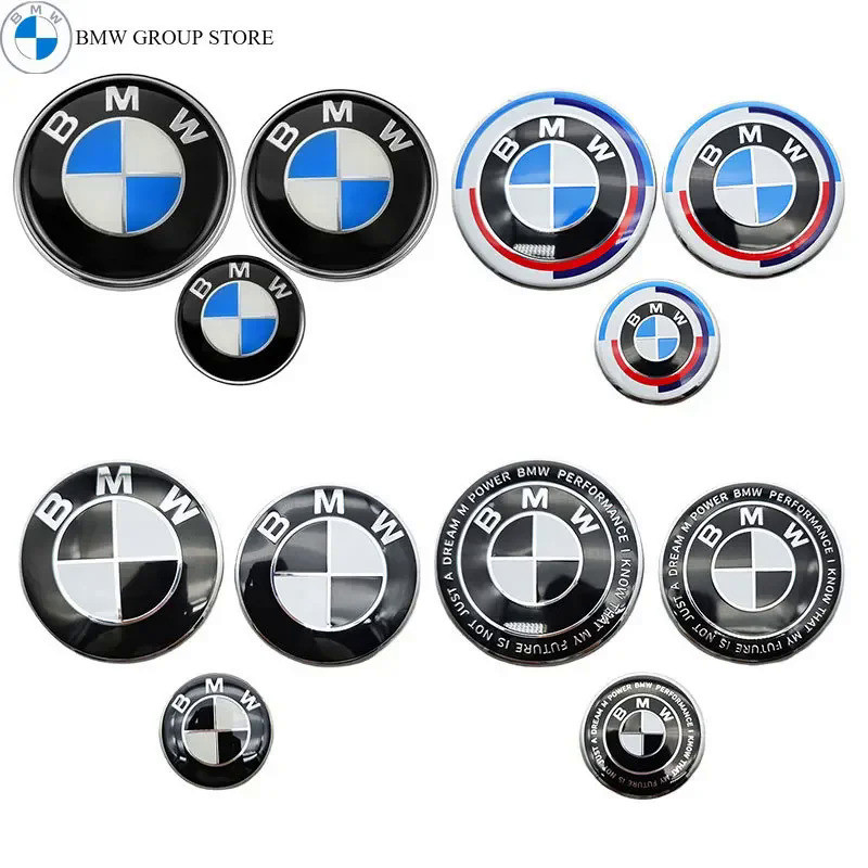 BMW GROUP 3Pcs 45MM 74MM 82MM Steering Wheel Car Front Hood Badge Rear Trunk Emblem For BMW E36 E64 