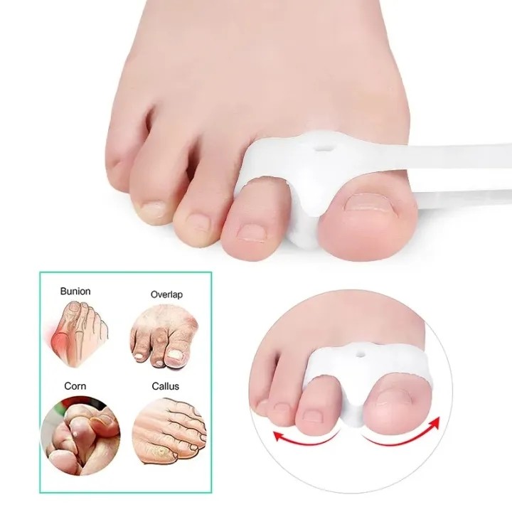 1 คู่ซิลิโคนนิ้วเท้าแยกซิลิโคน hallux valgus อุปกรณ์ป้องกันกระดูก thumb departmenter spacer bunion บรรเทาการดูแลเท้า