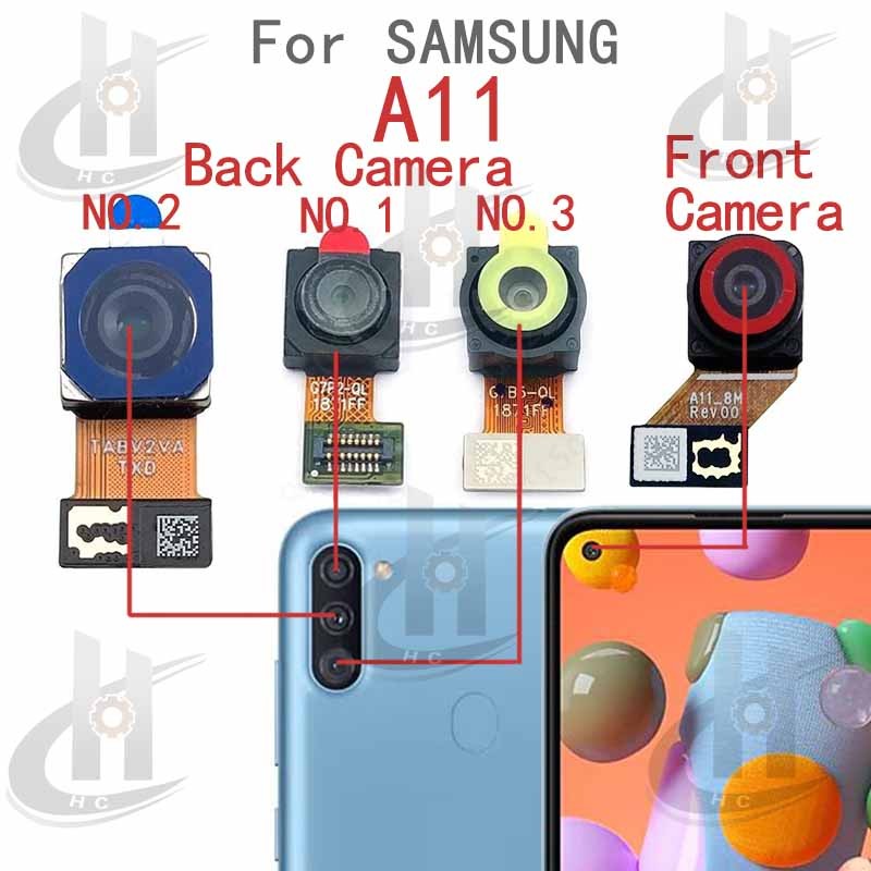 ใหม่ด้านหน้าด้านหลังกล้องสําหรับ Samsung Galaxy A11 A115 หลัก Facing กล้องโมดูล Flex เปลี่ยนอะไหล่