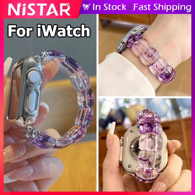 NiSTAR Creative dye คริสตัลเรซิ่นสายรัดข้อมือ สําหรับ Apple Watch Ultra 2/S10/9/8/SE/7/6/5/4/3/2/1 ขนาด 49/46/45/44/42/41/40/38 มม. รุ่นใหม่
