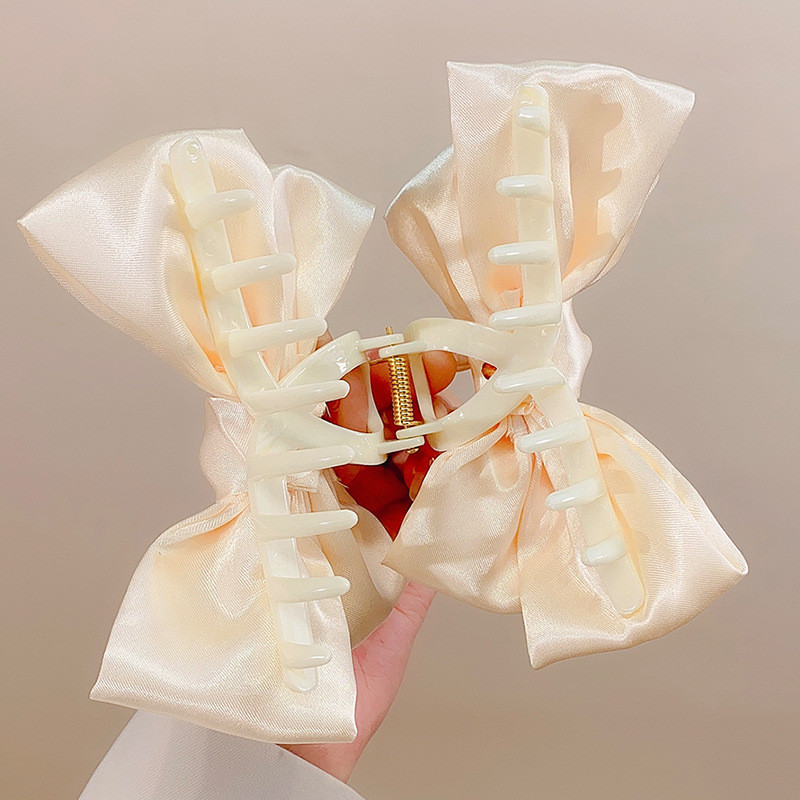 Bowknot Hair Claw ผู้หญิง Elegant ซาตินโบว์คลิปผม Vintage ซาติน Crab Hairpin สาวอุปกรณ์เสริมผม - รูปที่ 6
