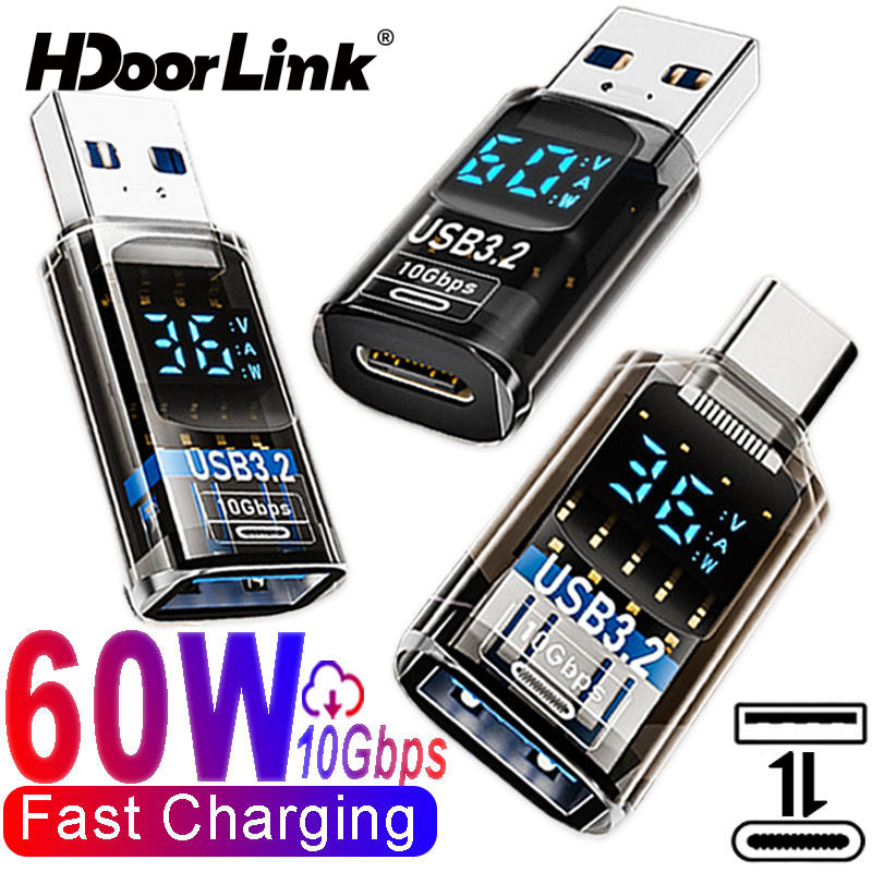 HdoorLink USB 3.2 อะแดปเตอร์จอแสดงผลดิจิตอล 10Gbps USB Male TO USB Female Converter Fast Charging Data Transafer USB C อะแดปเตอร์สําหรับแล็ปท็อปพีซี